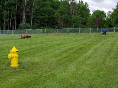 park with bench and hydrant