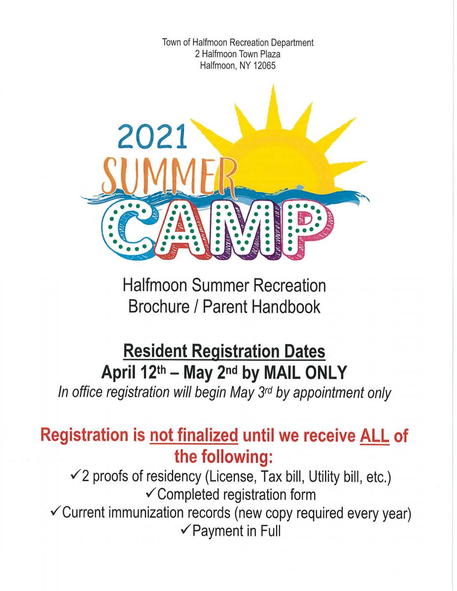 2021 SUMMER CAMP REGISTRATION DAY MAY 3RD, 2021 APPOINTMENT ONLY