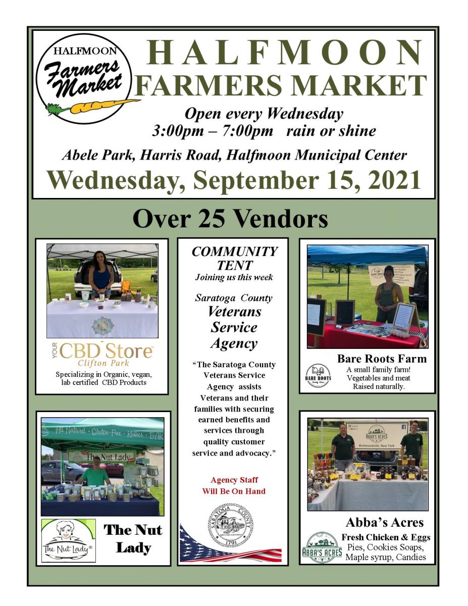 Farmers Market September 15, 2021 3 pm to 7 pm