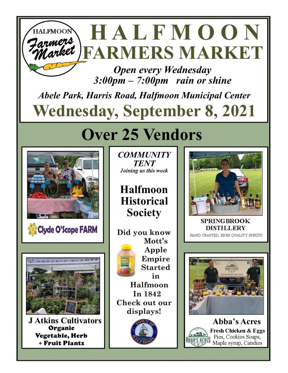 Farmers Market September 8, 2021 3 pm to 7 pm
