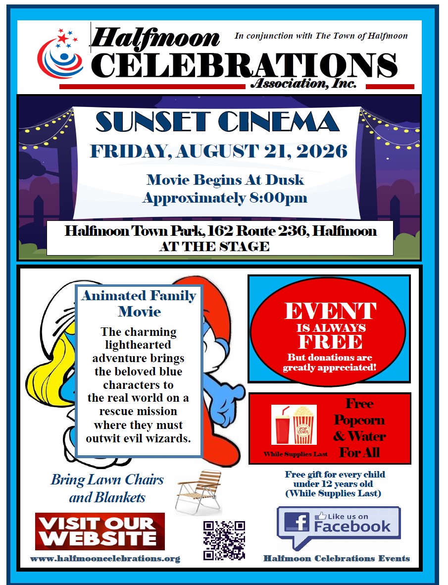 SUNSET CINEMA HALFMOON TOWN PARK 162 ROUTE 236 HALFMOON NY 8/21/2026 8:00 PM