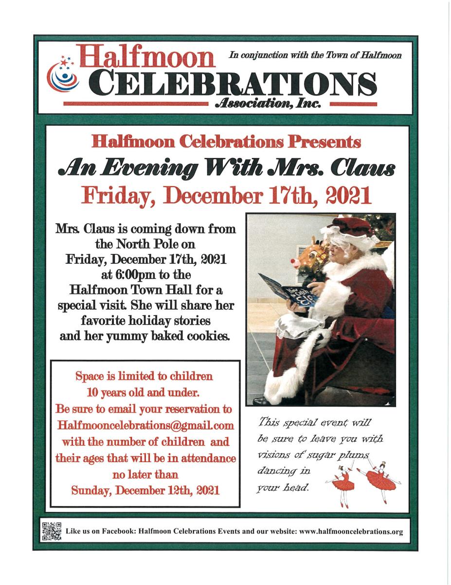 EVENING WITH MRS CLAUS 12/17/2021 6:00 PM RESERVATIONS REQUIRED