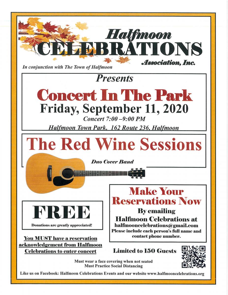 Concert In The Park on September 11th From 7pm to 9pm
