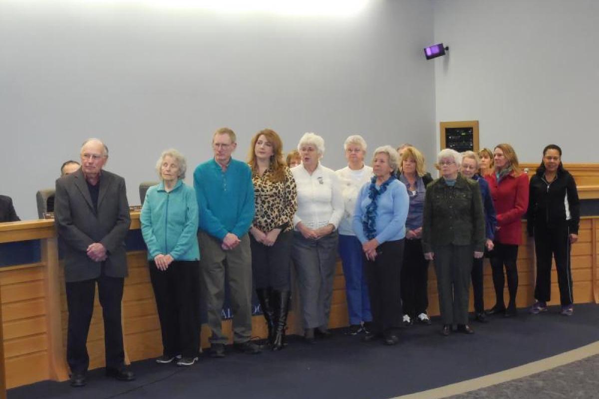 Members of the Halfmoon Historical Society at the Halfmoon Town Board Meeting
