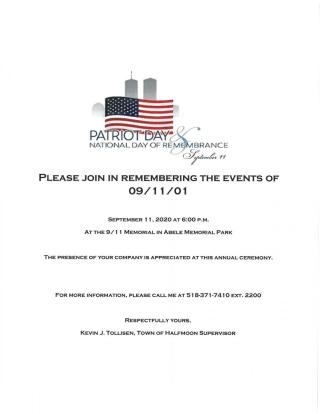 Please join us on September 11, 2020 at 6:00 p.m.