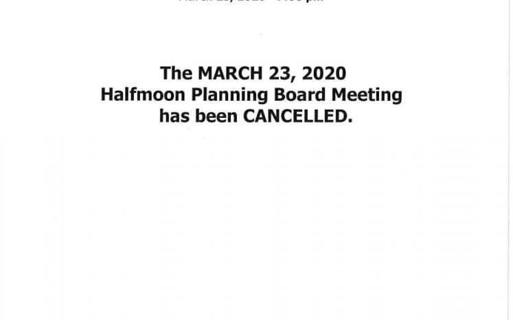 Planning Board Meeting Canceled March 23, 2020