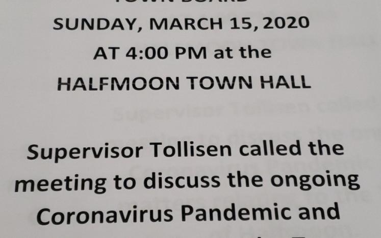 Special Town Board Meeting ~ March 15, 2020 at 4 p.m.