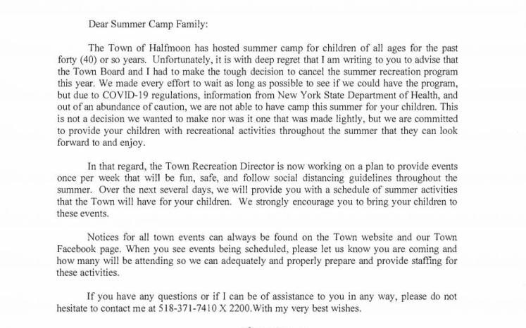 Summer Camp Cancelled