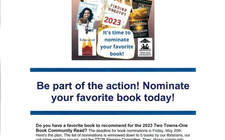 Two Towns One Book~Time to nominate your favorite book!